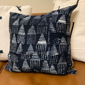 Authentic Blue African Mudcloth Indigo Pattern Pillow Cover 20” square